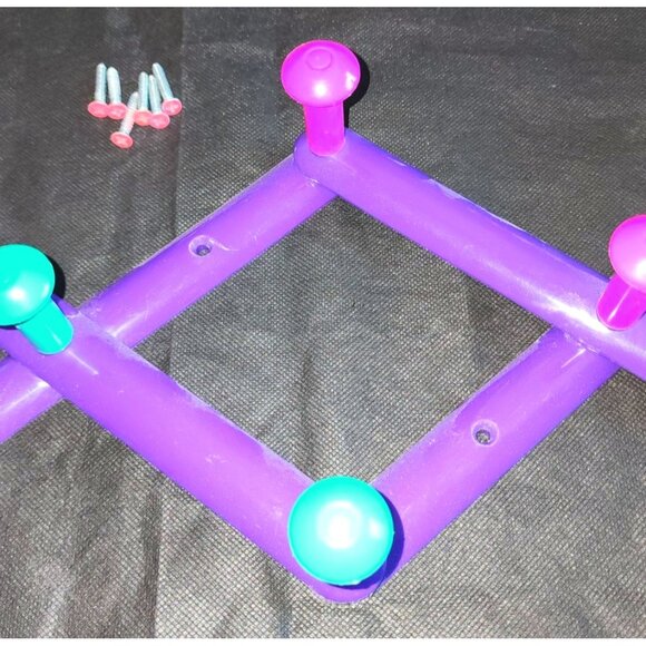 1980s Vitange Expandable Wall-Mounted Coat Rack Colorful Pegs Kitsch - Picture 4 of 10